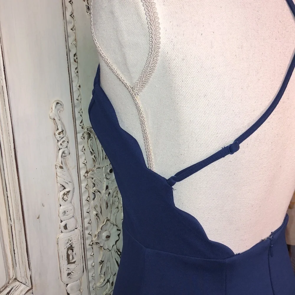 Lush Simple But Detailed Spaghetti Cross Strap Backless Double Knit Dress Size S - Picture 8 of 9